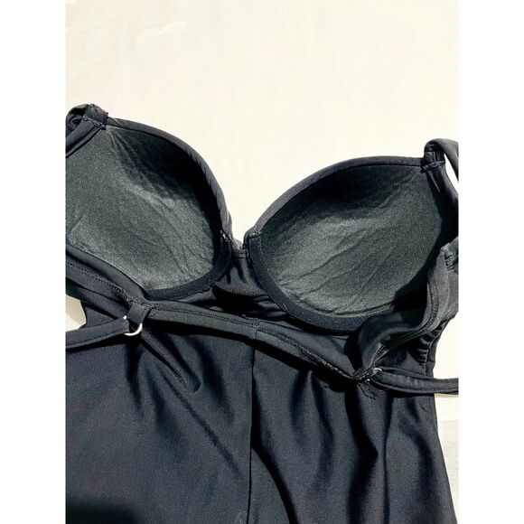 Art to wear swimming suit flower applique ruched waist cottage feminine women M - Picture 4 of 7